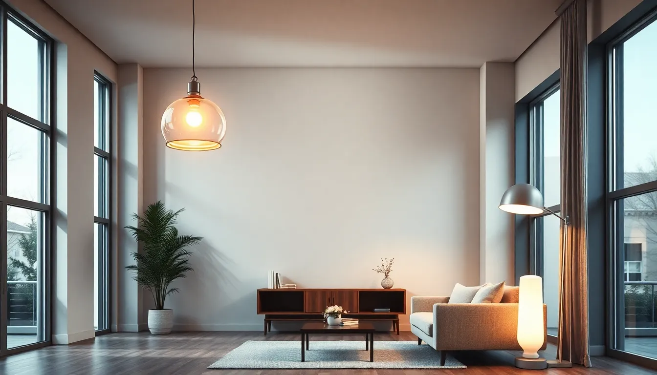 modern interior showcasing various styles of lighting.